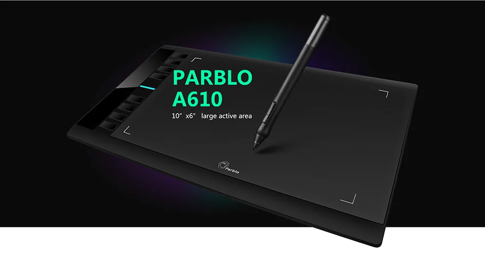 Parblo A610 S 10 ''x 6'' tablette graphique professionnelle Art numérique dessin  tablette 8192 niveaux stylo pression + gant à d