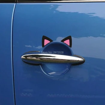 

2 x Lovely Car Styling Cat Ears with Pink Leopard Decorative Decals for Autos Above Emblems and Car Handles Waterproof Vinyl