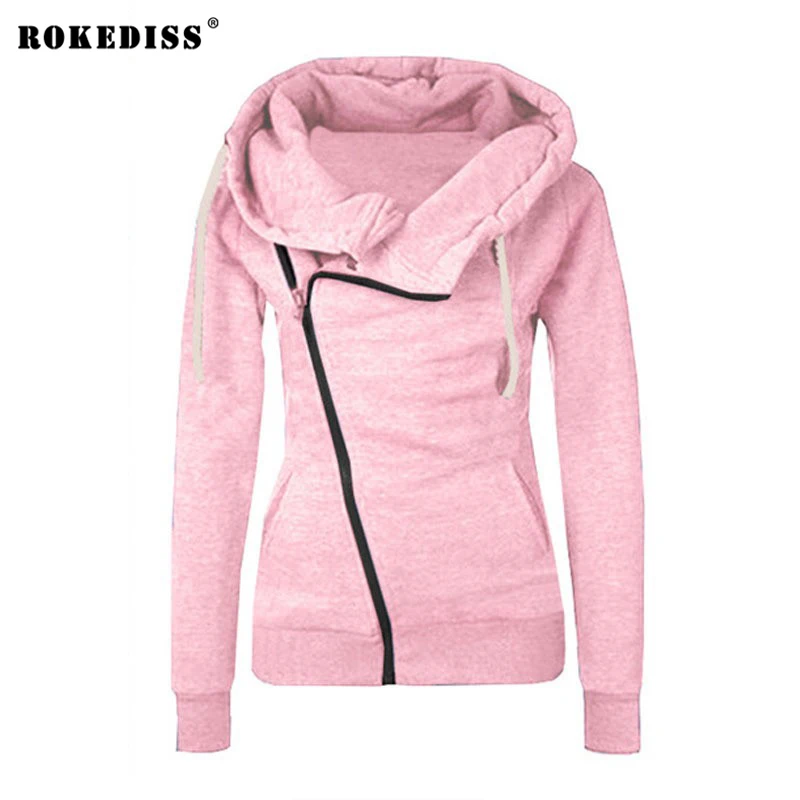 2017 solid color hooded jacket long sleeve women's hoodies