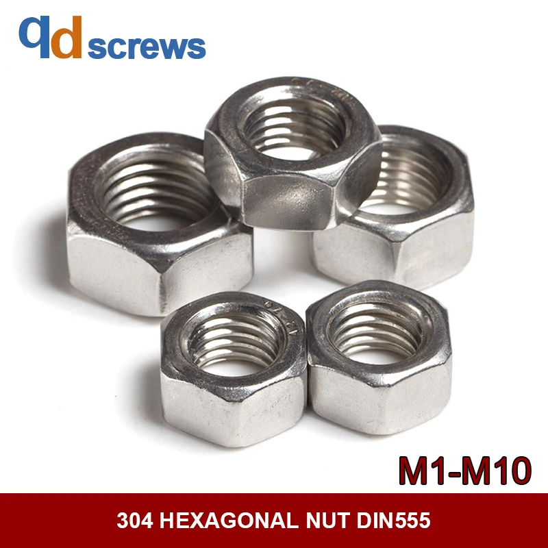 

304 M1M1.2M1.4M1.6M2M2.5M3M3.5M4M5M6M8M10 hexagonal nut 316 stainless steel hexagonal nut GB41 DIN555 ISO 4034