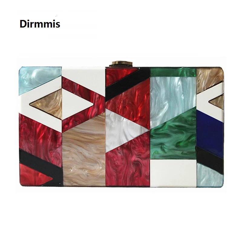 New Women Messenger Bags Brand Fashion Luxury Acrylic Geometric Lattice Patchwork Handbag Party Prom Clutch Woman Evening Bag
