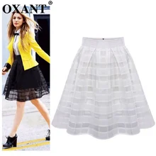 Женская плиссированная юбка новая женская мода сетчатая мини-юбка пышная клетчатая органза Повседневная клетчатая Высокая талия трапециевидная юбка миди