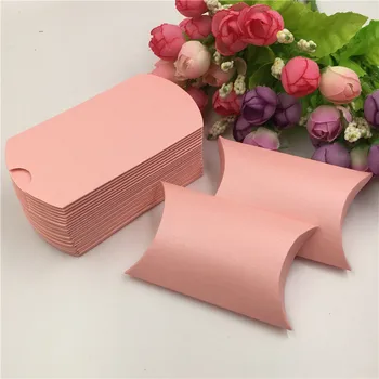 

50pcs /lot Pink Pillow Shape Wedding Favor Pillow Shape Sweet Candy Box Packaging Gift Box Paper Box Bags Supply