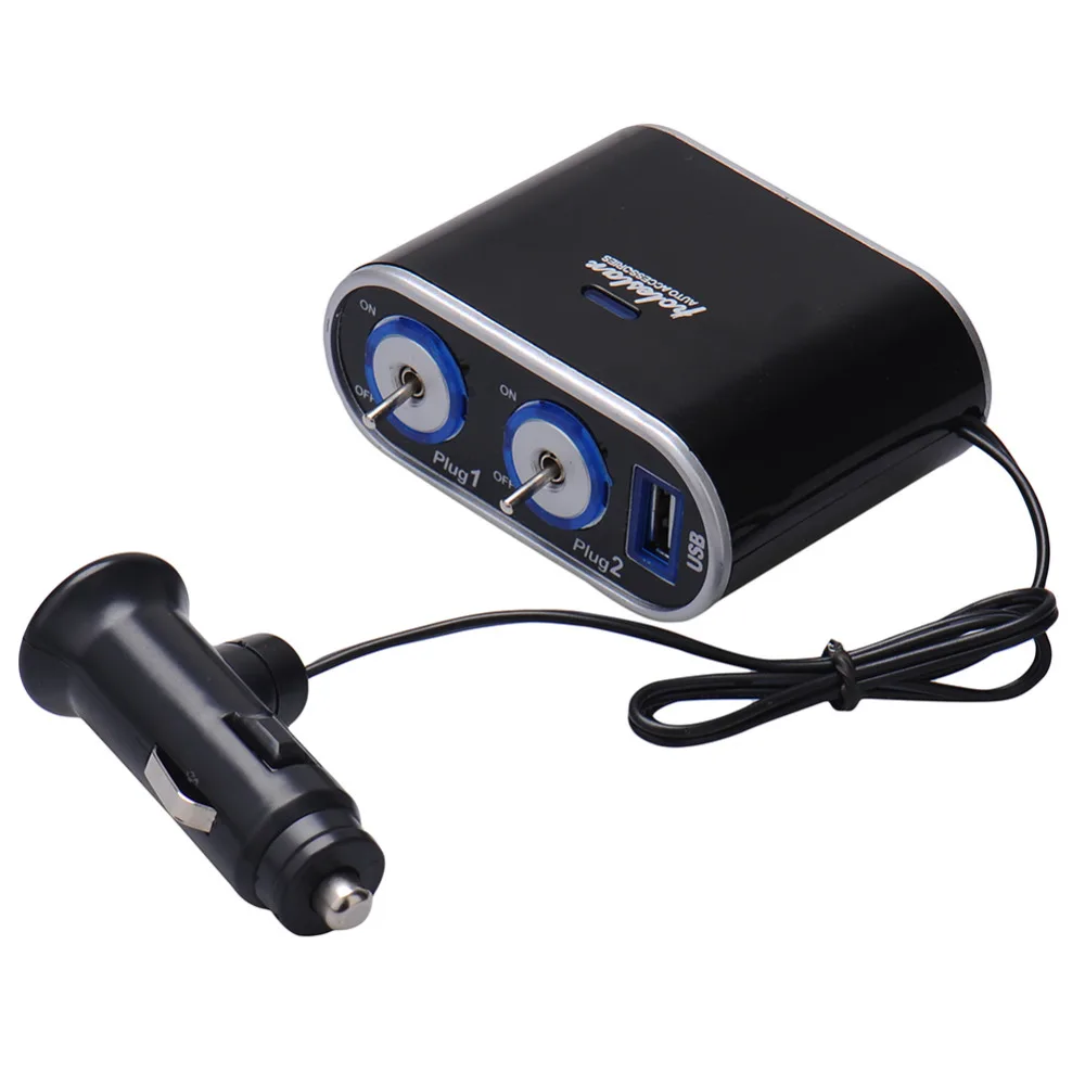 

2017 USB Port 2 Way Car Cigarette Lighter Socket Splitter 12V Charger Power Adapter Freeshipping