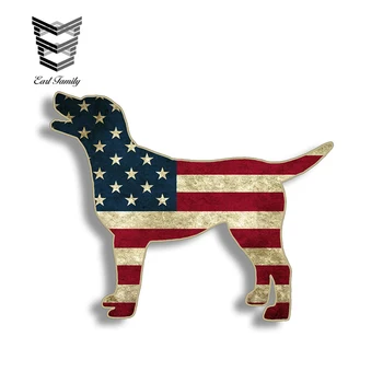 

EARLFAMILY 13cm X 10.6cm Lab Labrador Rustic American Flag Dog Stickers Printed Vinyl Graphic for Car Truck Window Southern