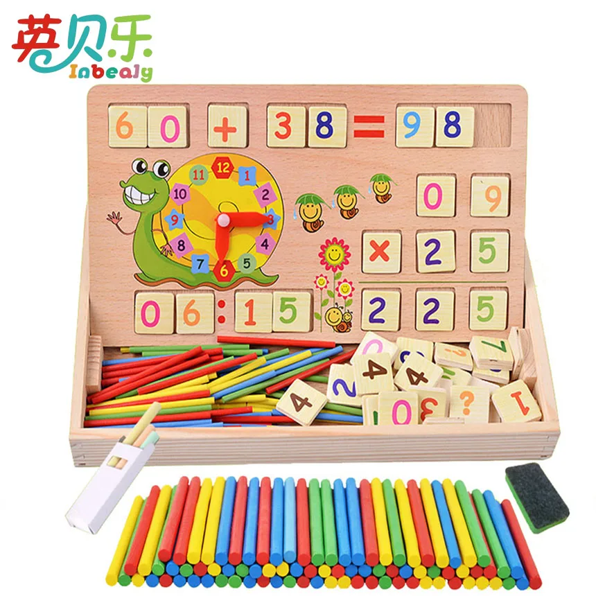 

Montessori Educational Wooden Toys Children 100 Numbers DIY Puzzle Colored Sticks Writing Drawing Board Kids Learning Math Toy