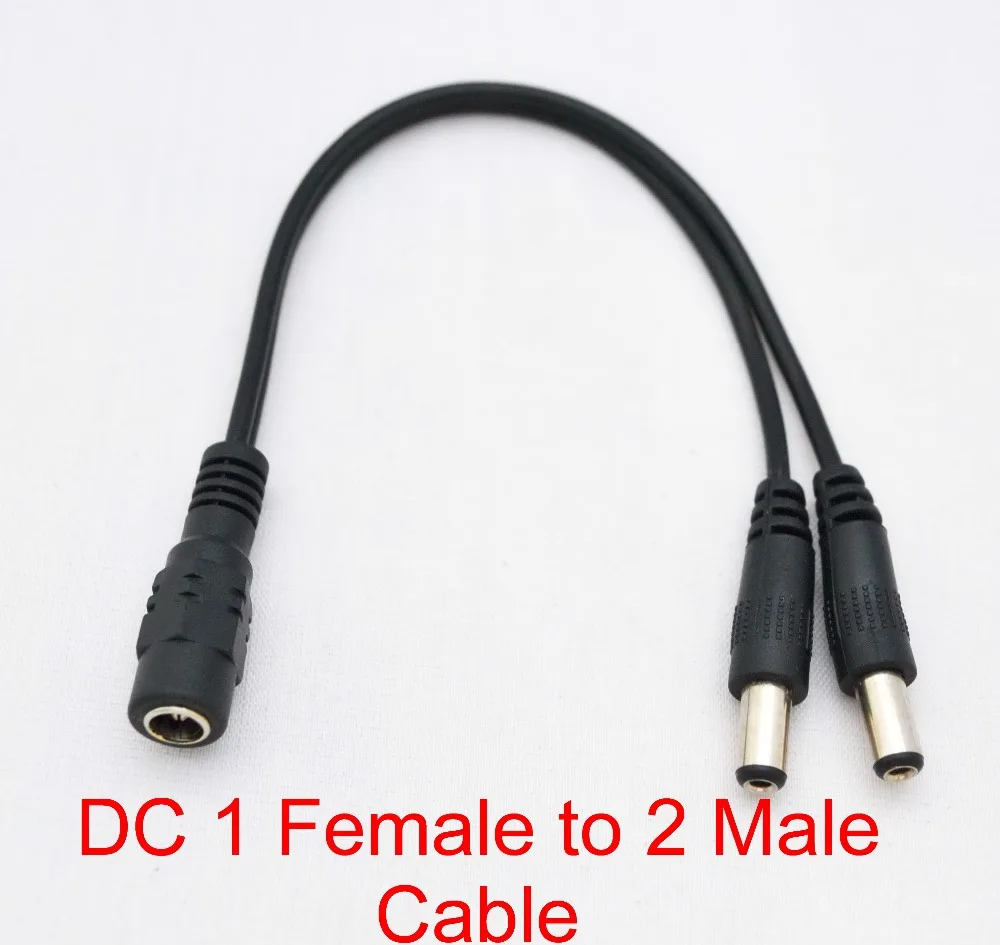 

100% new 1pcs DC Power 5.5x2.1mm 1 Female to 2 Male Plug Cable Splitter Adapter for Security CCTV Camera