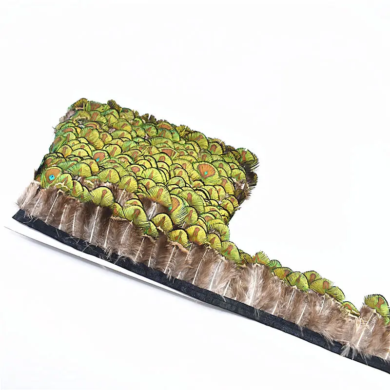 Peacock gold piece 5yard-10yards/лот натуральный редкий Павлин золотой кусок перо лента отделка ширина 5-6 см DIY Перья для рукоделия Декор Плюм - Цвет: Peacock gold piece