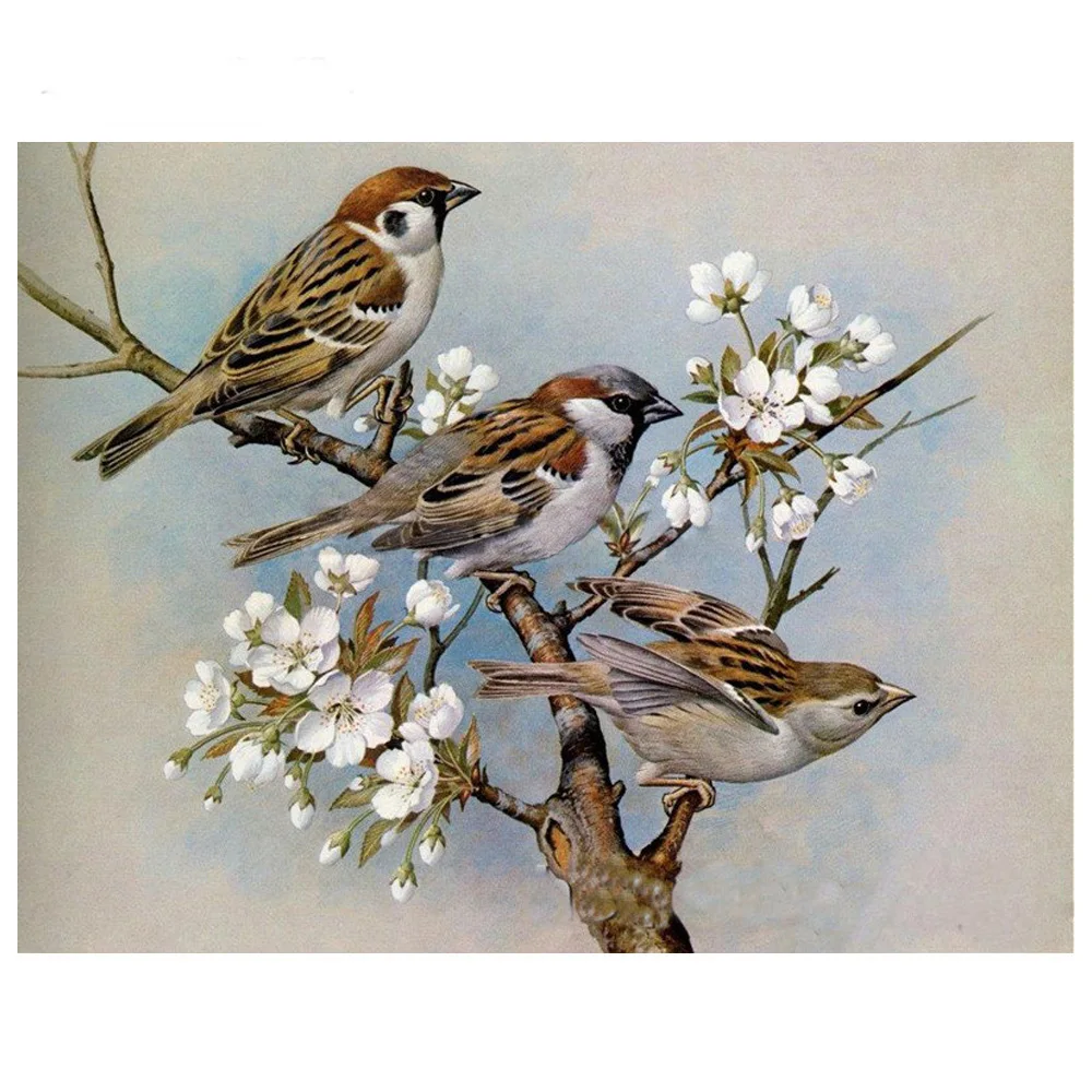 

Diamond Embroidery 5D DIY Diamond Painting Three Bird On Tree Flower Diamond Mosaic Cross Stitch Home Decor Gift