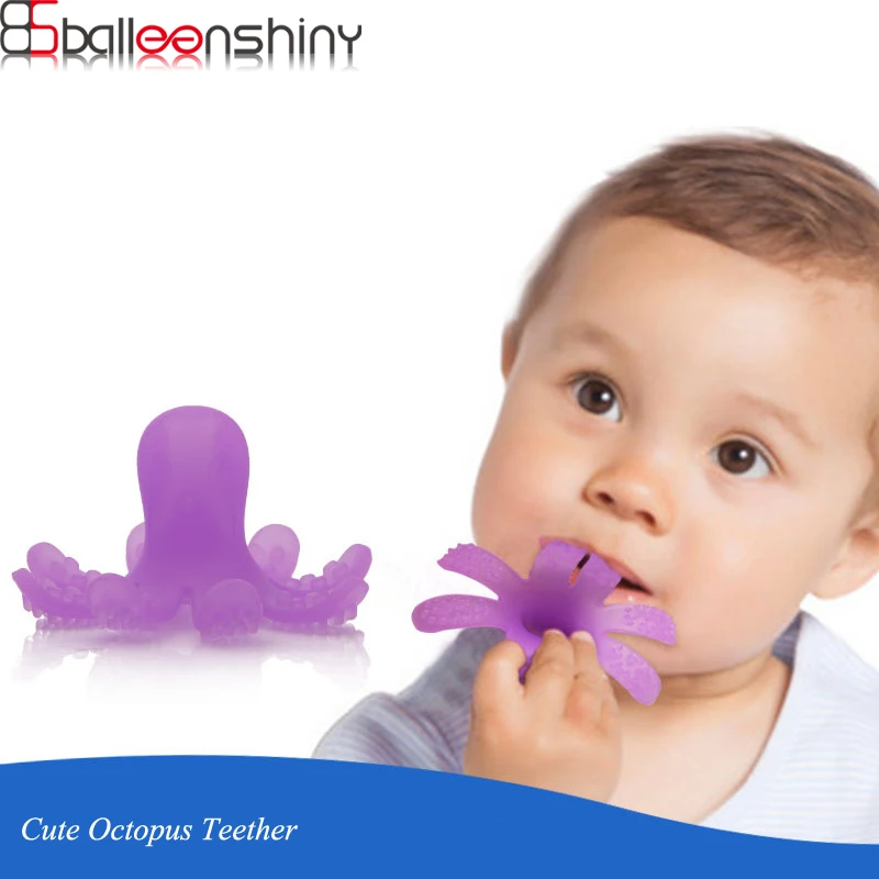 

BalleenShiny Cute Safe Baby Soft Silicone Fruit Teether Toys Toothbrush Infant Bendable Chewable Teether Training Brush Toy