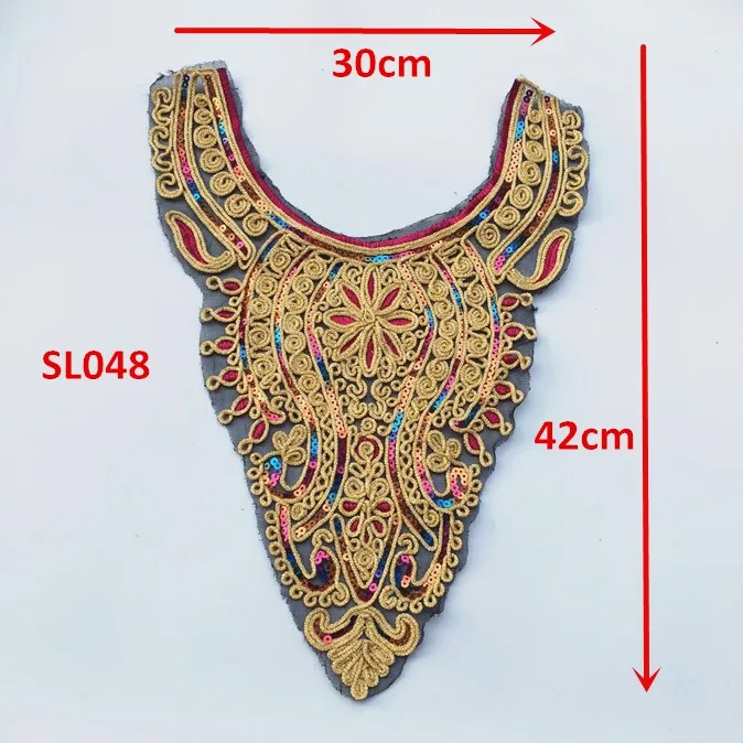 1 шт Серебряный/золотой воротник Венеция блесток Цветочная вышитая аппликация отделка украшенный кружевной воротник швейный материал