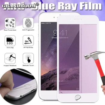 

500pcs 3D Anti Blue Ray Protect Eyes Carbon Fiber Tempered Glass For iPhone 11 Pro Max XS XR X 8 7 6 6S Plus 9H Curved Glossy Guard Screen Film