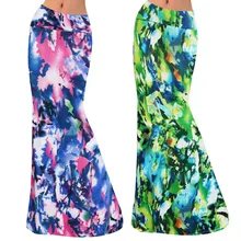 Для женщин Длинная пляжная юбка в европейском стиле с принтом тонкий упаковка, бедро, длинная юбка