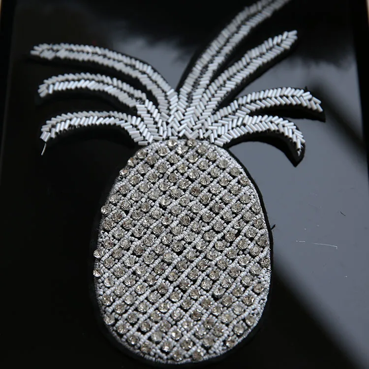 

bigsize pineapple beaded patches embroidered fabric patch applique decoration patches for clothing parches para la ropa