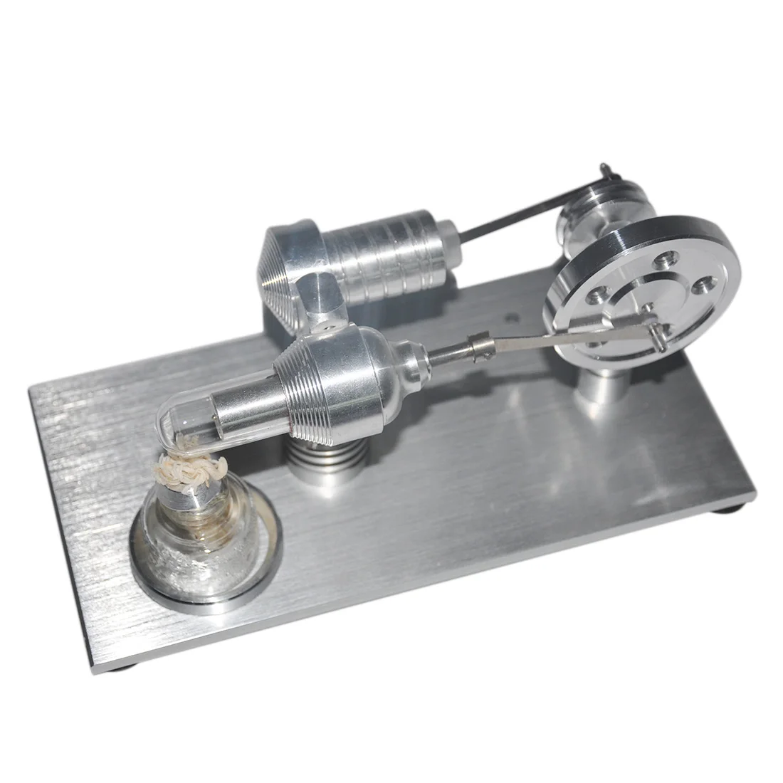 Single Cylinder Stirling Engine Model Toy Metal Alcohol Lamp With Colorful Led