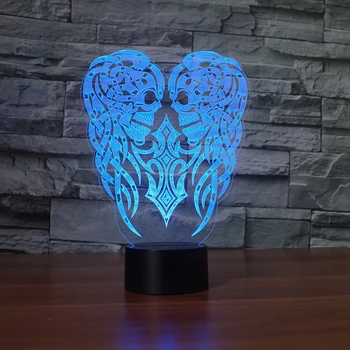

3D Lamp Skeleton head, Halloween best gift for children Night light Furniture Decorative colorful 7 color change household Home