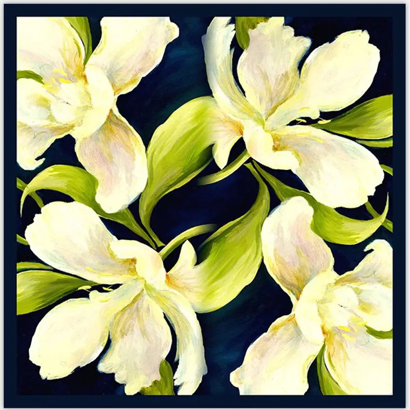 Lenço de Seda Quadrado para Mulheres Lenços de Seda Xaile para ol Acessório do Vestuário Incrível Padrão Floral Sarja 100% Wraps 90×90 cm