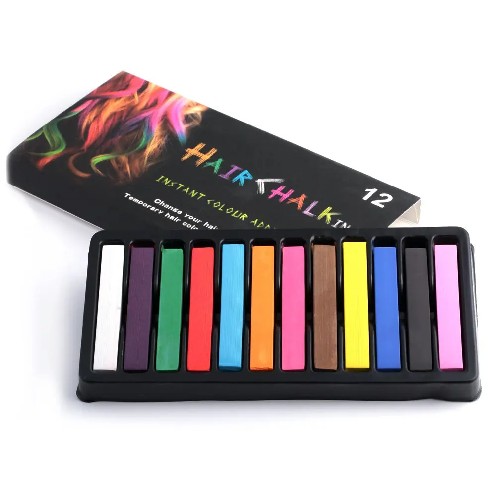 12 Colors Non toxic Soft Pastels Hair Crayons Kit Temporary Dye Chalk