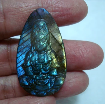 

Natural Labradorite Carved Guanyin Suitable for pendants Women Man Jewelry accessories weddings parties birthday gift
