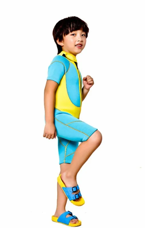 WDS-8002-5 Children Wetsuit 2.5mm Neoprene Thick Swimsuit for Winter Autumn Spring Shorty Swimwear