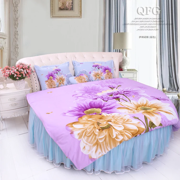 Discount Round Bed Chinese Style Wedding rosy Bedding sets SuperKing 9Ft Dancing Girls Home MARRY DuvetCover Bedskirt Set Round Bedding 60