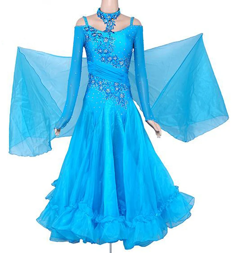 Sky Blue Ballroom Dress For Women Standard Ballroom Dance Costume High Quality Waltz Tango