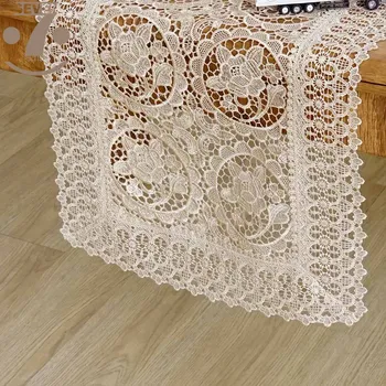 

Home Decorative Dining Banquet Hollow Out Embroidered Table Runner Bedside Cabinet Furniture Cover