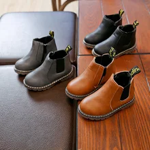 Зимние и весенние детские кожаные ботинки на молнии до середины икры с резиновой подошвой; нескользящие Ботинки martin