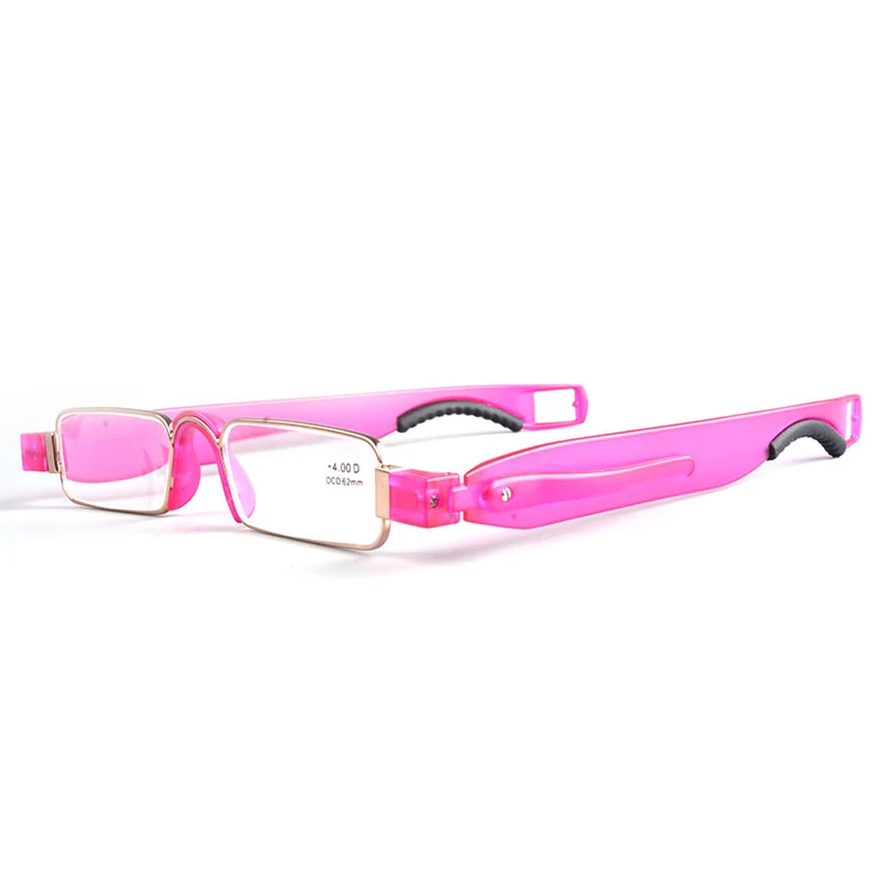 Guanhao Ретро без оправы повернуть складные очки для чтения TR90 рамка Смола объектива очки при дальнозоркости, Портативный очки с Чехол - Цвет оправы: crimson