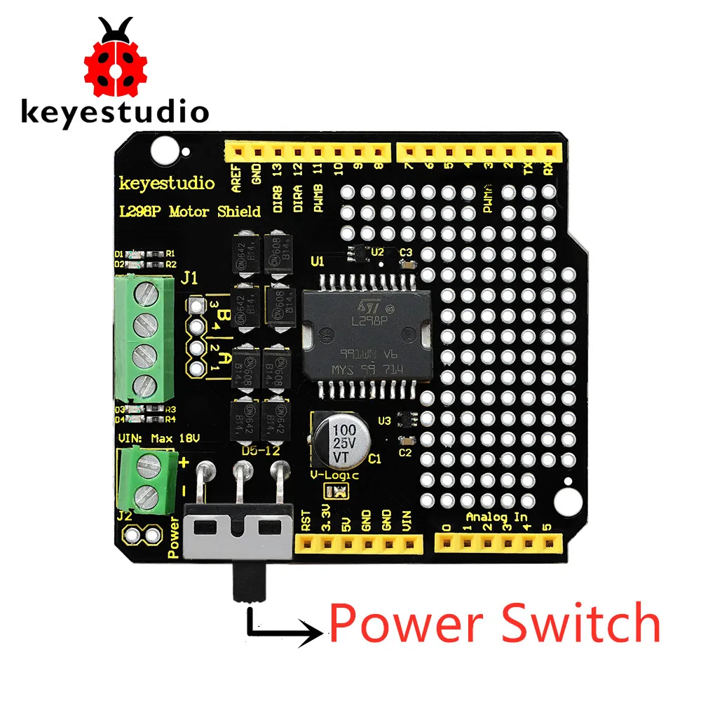 Обновленная версия Keyestudio L298P щит с выключателем питания для Arduino UNO R3|Интегральные