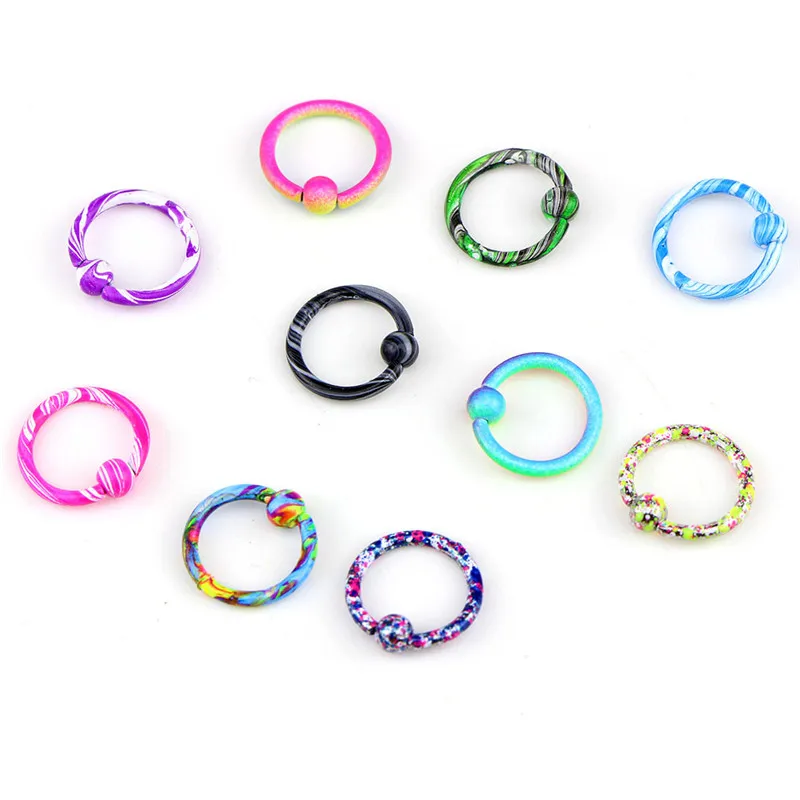 10pcs Medical Stainless Steel Colorful Nose Hoop Nose Rings Clip On Nose Ring Body Fake Piercing Piercing Jewelry For Women