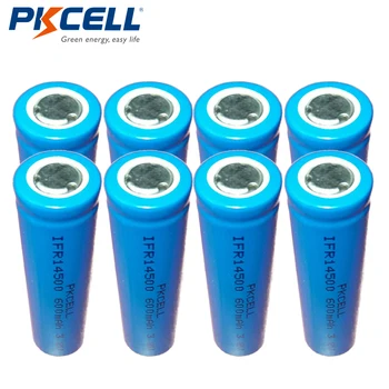 

8pcs/lot PKCELL Lifepo4 Rechargeable Battery 3.2V 14500 AA SIZE 600MAH IFR14500 Lithium Batteries for Cameras