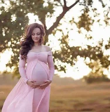 

Summer Maternity Gown For Photo Shoot Mesh Splicing Maternity Maxi Long Dress Photography Props Off Shoulder Pregnancy Vestidos