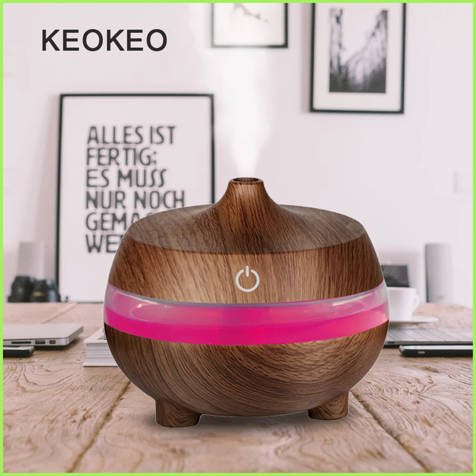 

KEOKEO 300ML Air Humidifier USB Aroma Essential Oil Diffuser Humidifier Aromatherapy Purifier 7 Color Change LED Light For Home