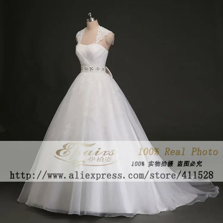 2014 New Removable Lace Coverlet Beaded Belt wedding dress gown jet wu