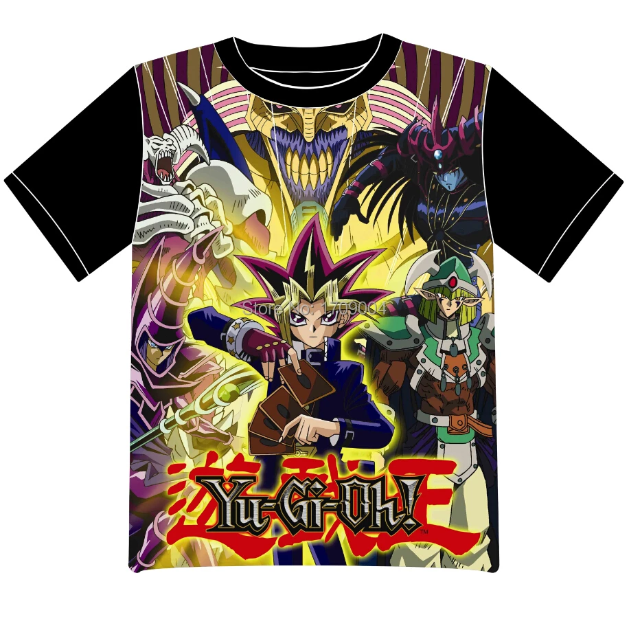 Free Shipping Anime Manga Yu Gi OH ! Logo T shirt Women Men T Shirt Black Mesh Tee 002in T