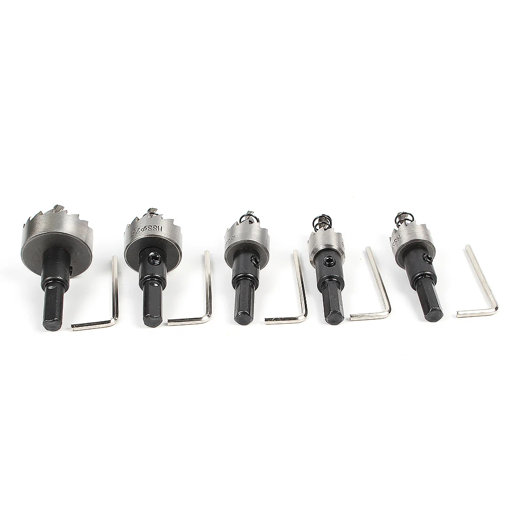 5pcs High Speed Steel Drill Bit Hole Saw Set Cutting Plastic Wood Aluminum Hole Saw Hand Power Tool Set