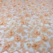 3D Flowers High Quality African Lace Fabric 2018 French Tulle Lace Fabric Appliqued 5 Yards Net Lace For Wedding Dress 1152