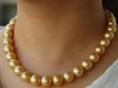 

Free Shipping >> 12-13MM NATURA SOUTH SEA GENUINE GOLD PEARL NECKLACE PERFECT ROUND 18" 14KT