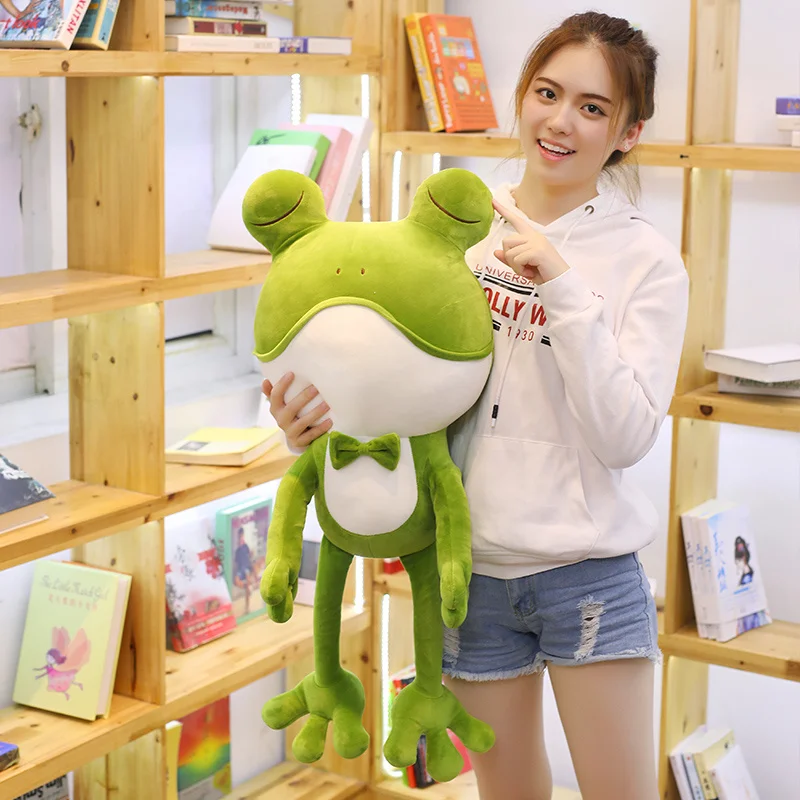 New Year Present Big Eyes Tie Frog Plush Toy Animal Doll Comfort Pillow 35cm 50cm 65cm 85cm 1pcs/pack