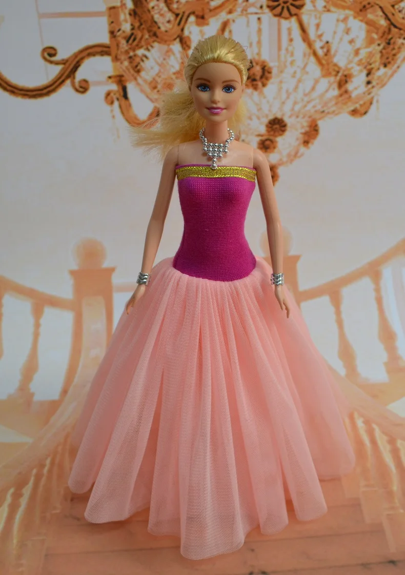 

Fashion child baby Girls Gift pullip Doll Accessories clothes Princess party dress lot luxury wedding For Barbie Dolls 1/6