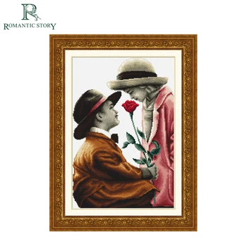 

Romantic Story Needlework Precise Printed First Kiss Patterns DIY DMC Cross Stitch Sets Embroidery Kits Counted Cross-Stitching