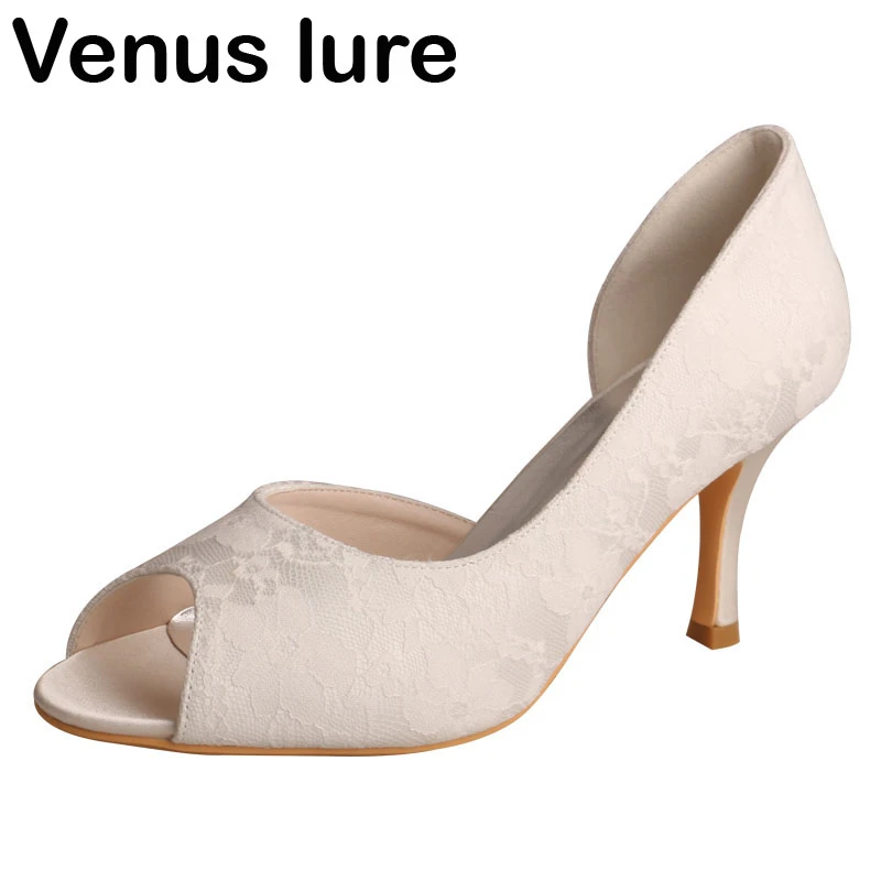 white wedding court shoes