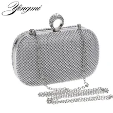 Yingmi Для женщин Стразы Вечерние сумки серебро/золото/черный палец кольцо бриллиантов цепи плечо день сцепления небольшой кошелек Вечерние сумки