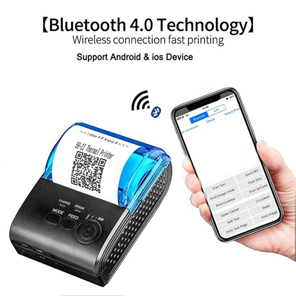 58 мм Термопринтер мини Bluetooth для Android iOS Issyzonepos портативный мобильный чековый штрих-код POS принтер ресторан отель SDK