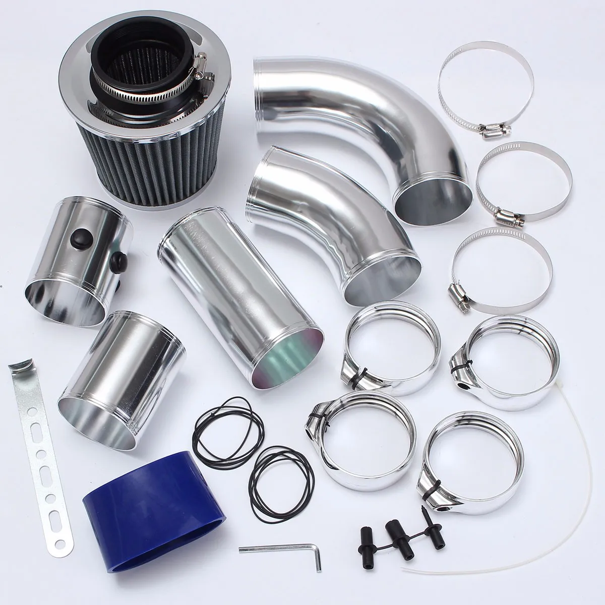 

3" Universal Multiple Cold Air Intake Pipe KitCombined Filter Aluminum Injection System Degree Piping Hose Clamps