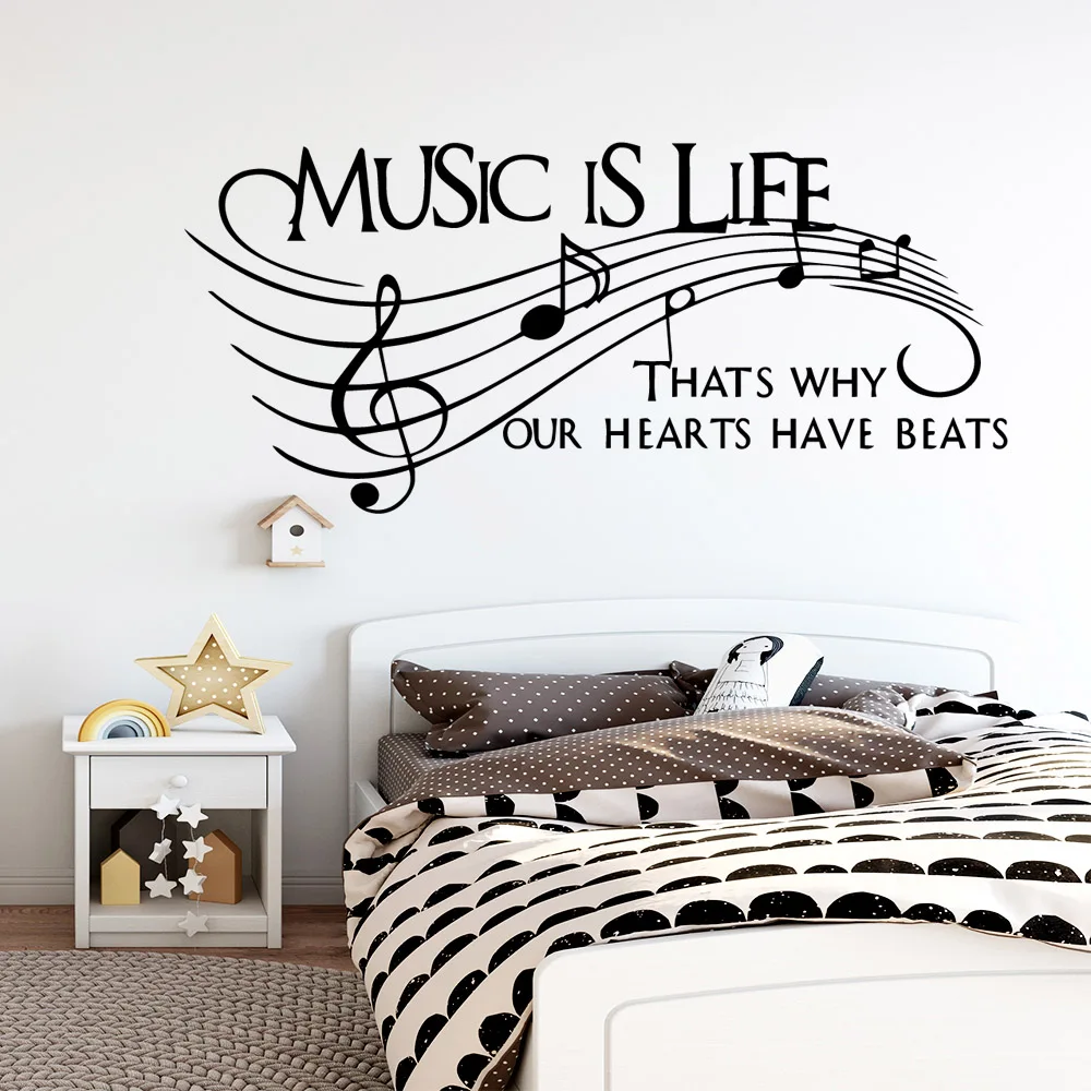 

Cute music Text Wall Art Sticker Modern Wall Decals Quotes Vinyls Stickers For Children's Room Pvc Wall Decals muur sticker