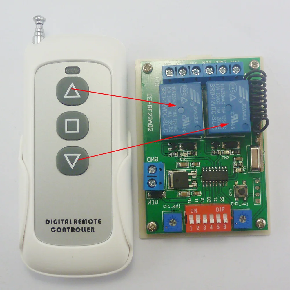 

1 PCS DC12V 433M RF Wireless Adjustable Delay time Motor 4 Buttons Receiver Reverse Polarity Rotation RS360