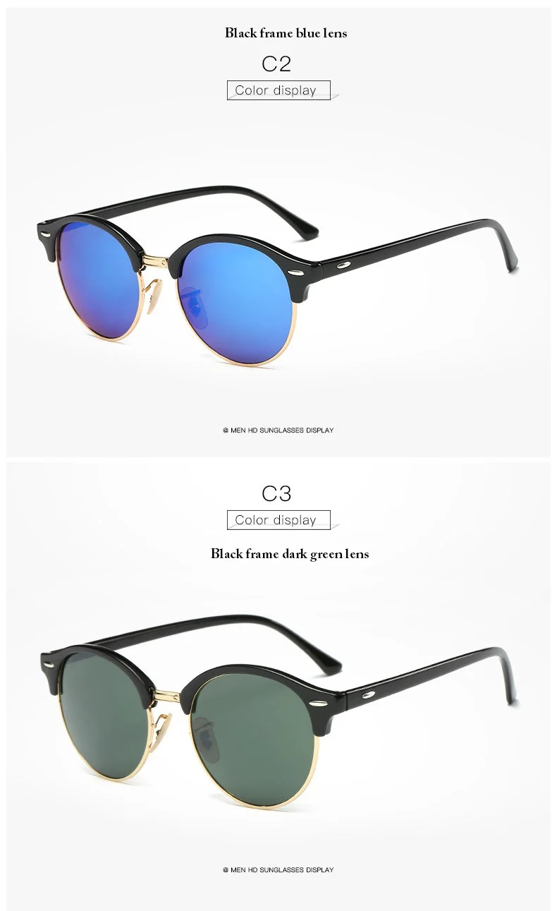 Hot Rays Sunglasses Women Popular Brand Designer Retro men Summer Style Sun Glasses Rivet Frame Colorful Coating Shades
