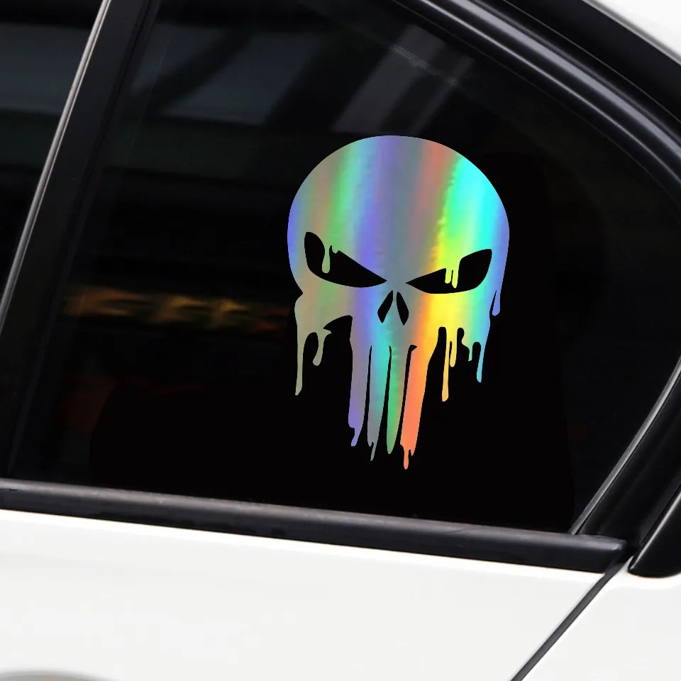 Anycuros Dripping Melting Bloody Punisher Skull Vinyl Car Stickers Decals Motorcycle Decorative Accessories 15.210 (10)